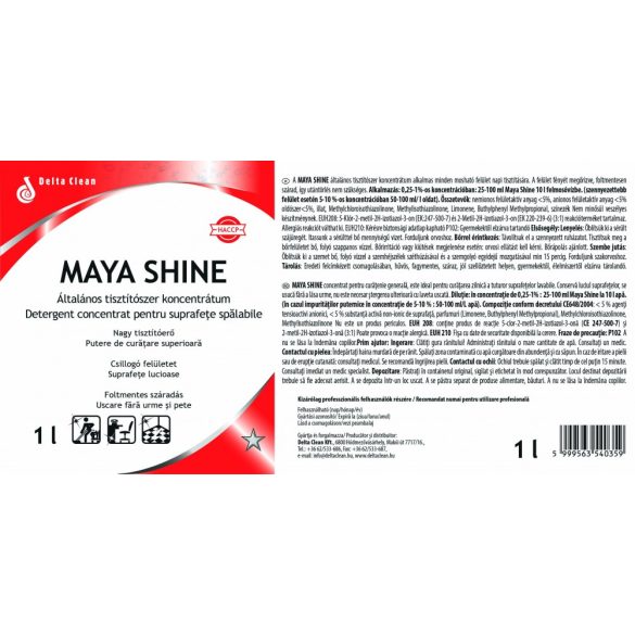 Maya Shine 1L - Általános padló és felülettisztítószer