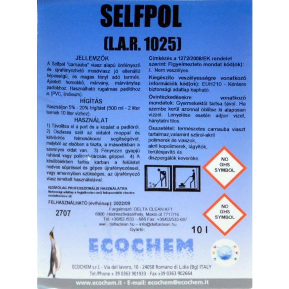 Selfpol 10L - Önfényező padlófelmosó