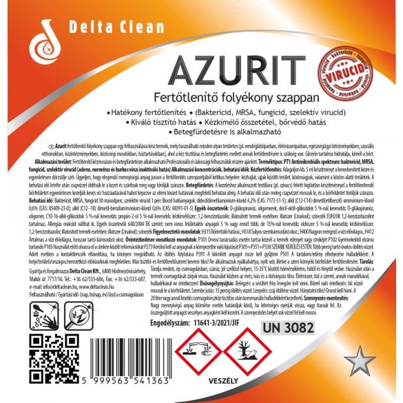 Azurit 500 ml - Fertőtlenítő folyékony szappan
