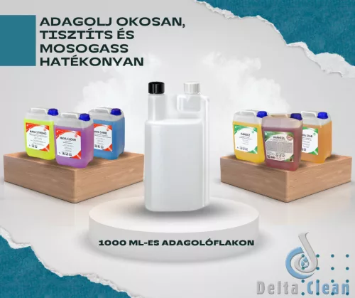 Duplanyakú adagolóflakon – 1 l – 2 kupakkal