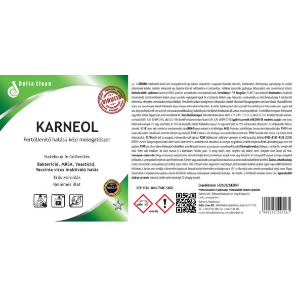 Karneol 1L - Fertőtlenítő hatású kézi mosogatószer (12 db/karton)