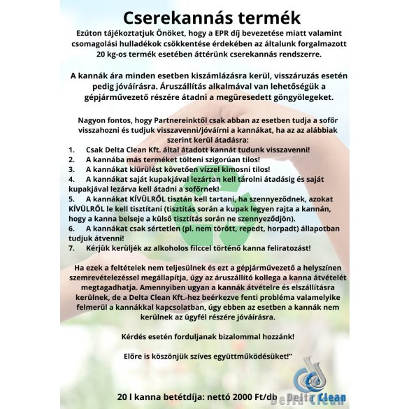 KARNEOL 20L - FERTŐTLENÍTŐ HATÁSÚ KÉZI MOSOGATÓSZER