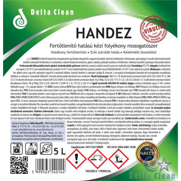 Handez 20 l - Fertőtlenítő hatású kézi mosogatószer