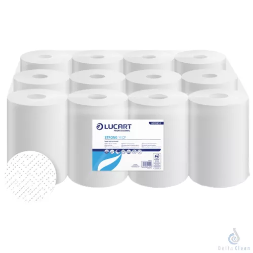 Lucart Strong 14 CF – középadagolós kéztörlő, 2 rétegű, fehér – 255 lap/tekercs