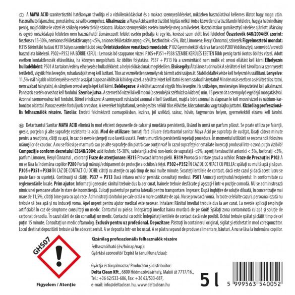 Maya Acid 5L - Szanitertisztító