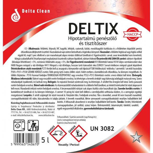 Deltix 5L - Folyékony klórtartalmú tisztítószer