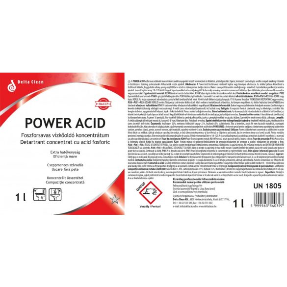 Power Acid 1L - Koncentrált vízkőoldó és savas tisztítószer