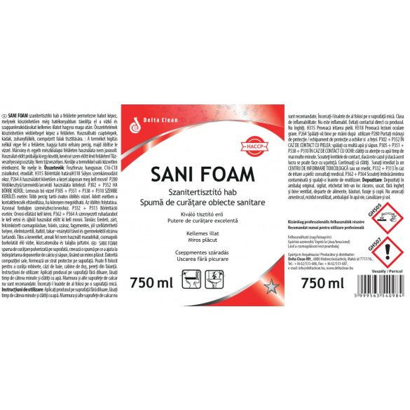 Sani Foam 750 ml - Szanitertisztító hab (12 db/karton)
