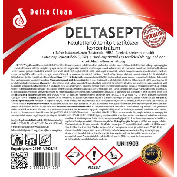 DeltaSept 5L - felületfertőtlenítő tisztítószer koncentrátum